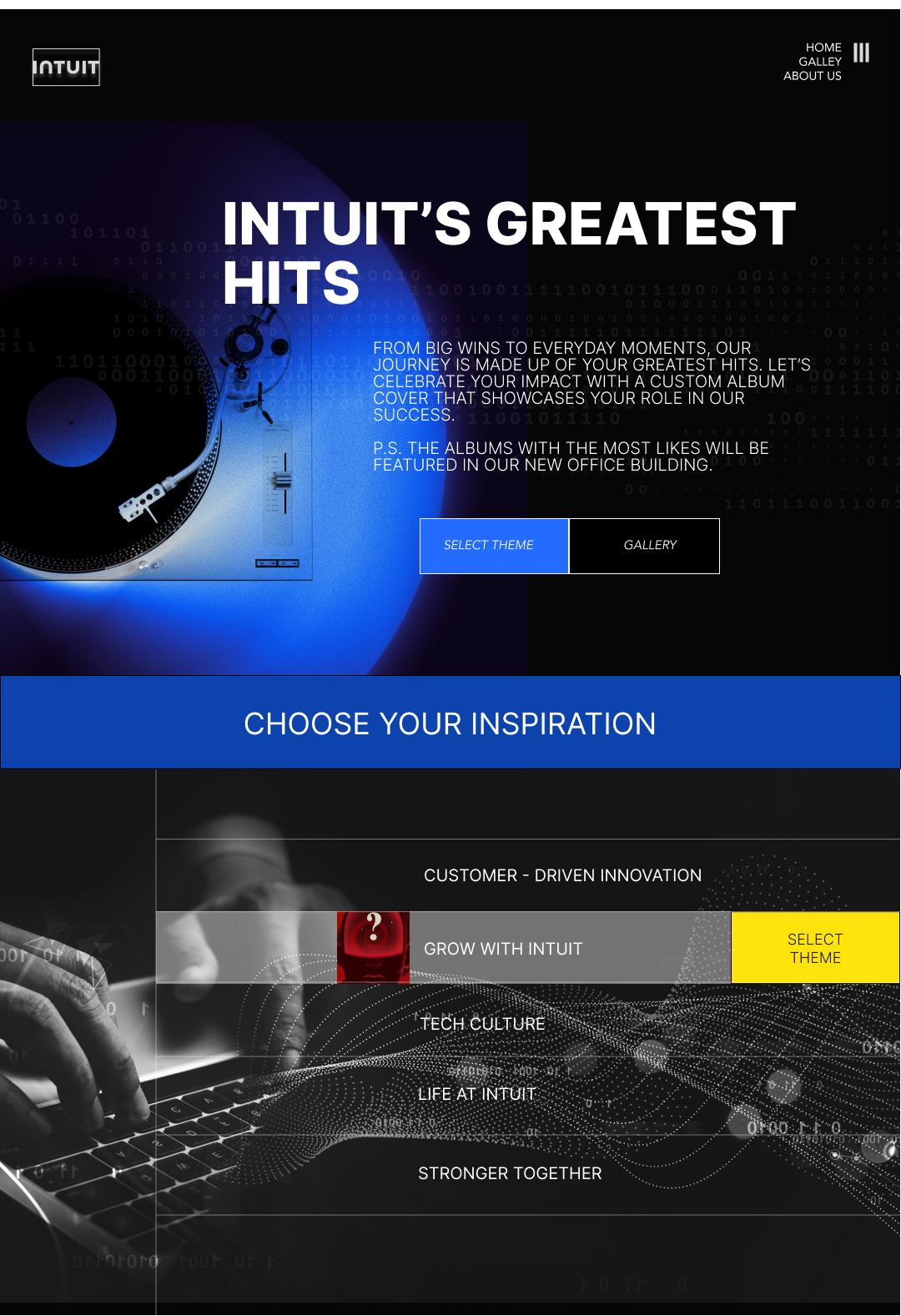 Album-maker microsite interface