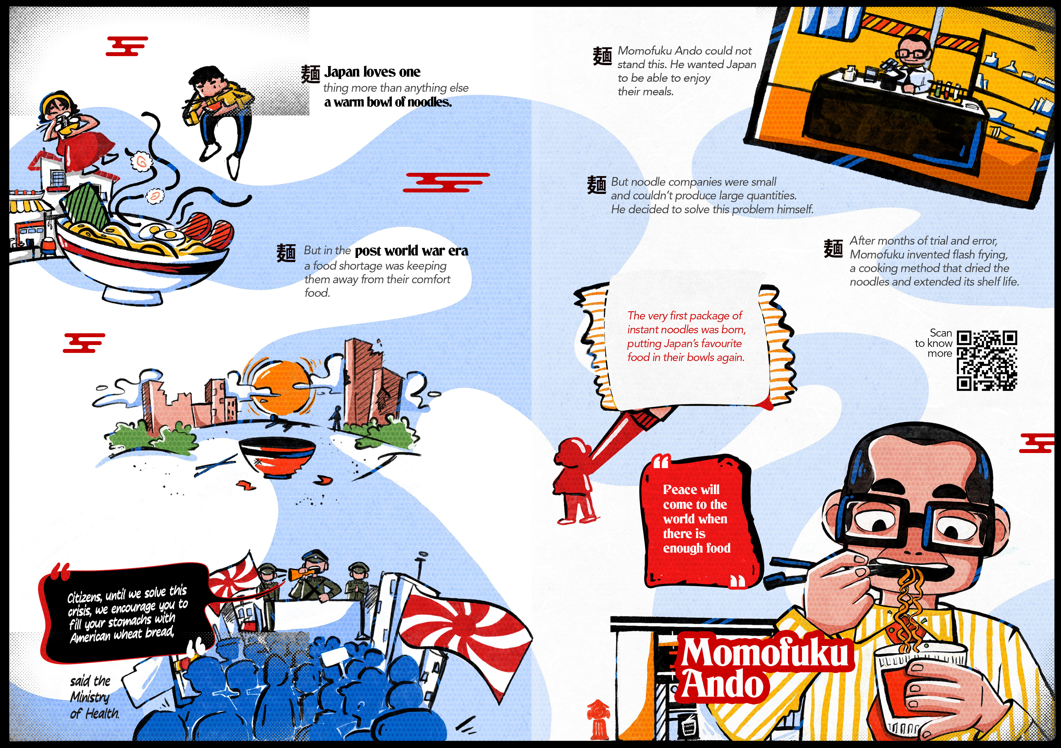 Nissin corporate diary spread featuring changemaker stories
